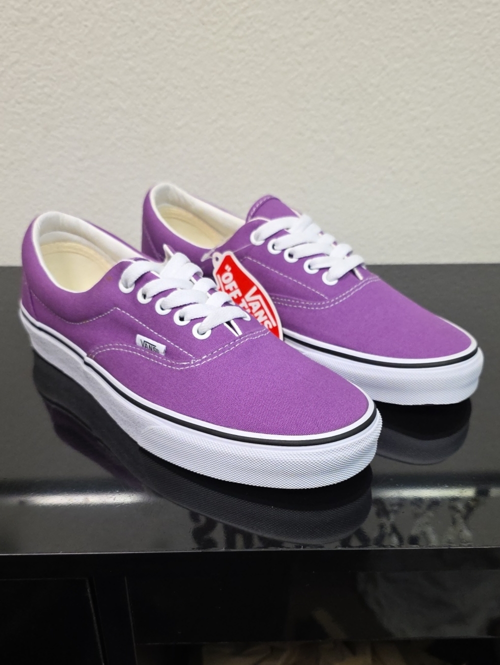 Vans Era Purple White Canvas Low Top Skate Shoes Mens 8 Womens 9.5 New